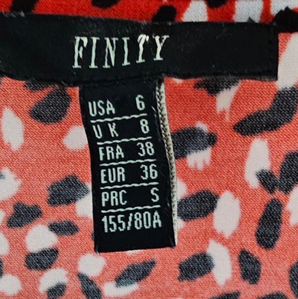 Finity - Patterned Speckled Dress Ribbed V-Neck 3/4 Length Sleeves​ - Picture 4 of 6